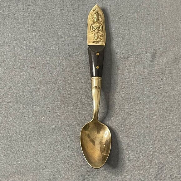Thailand Gold Color Wood Collectors Souvenir Sugar Spoon Hindu God 4 3/4" - Picture 2 of 9